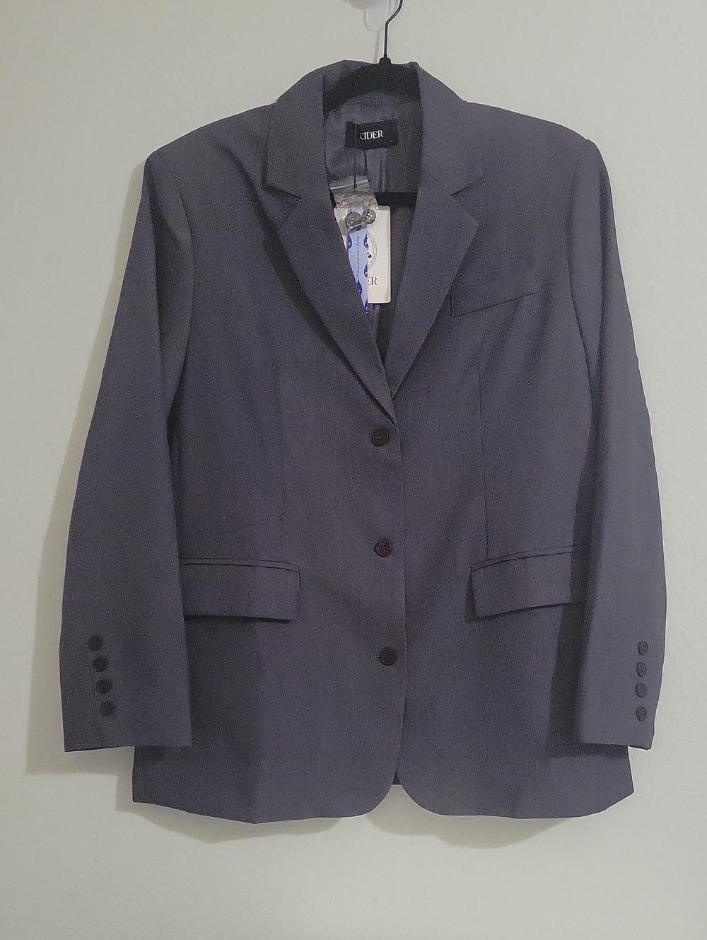 Cider Women's Charcoal Single-Breasted Blazer Size "L" New